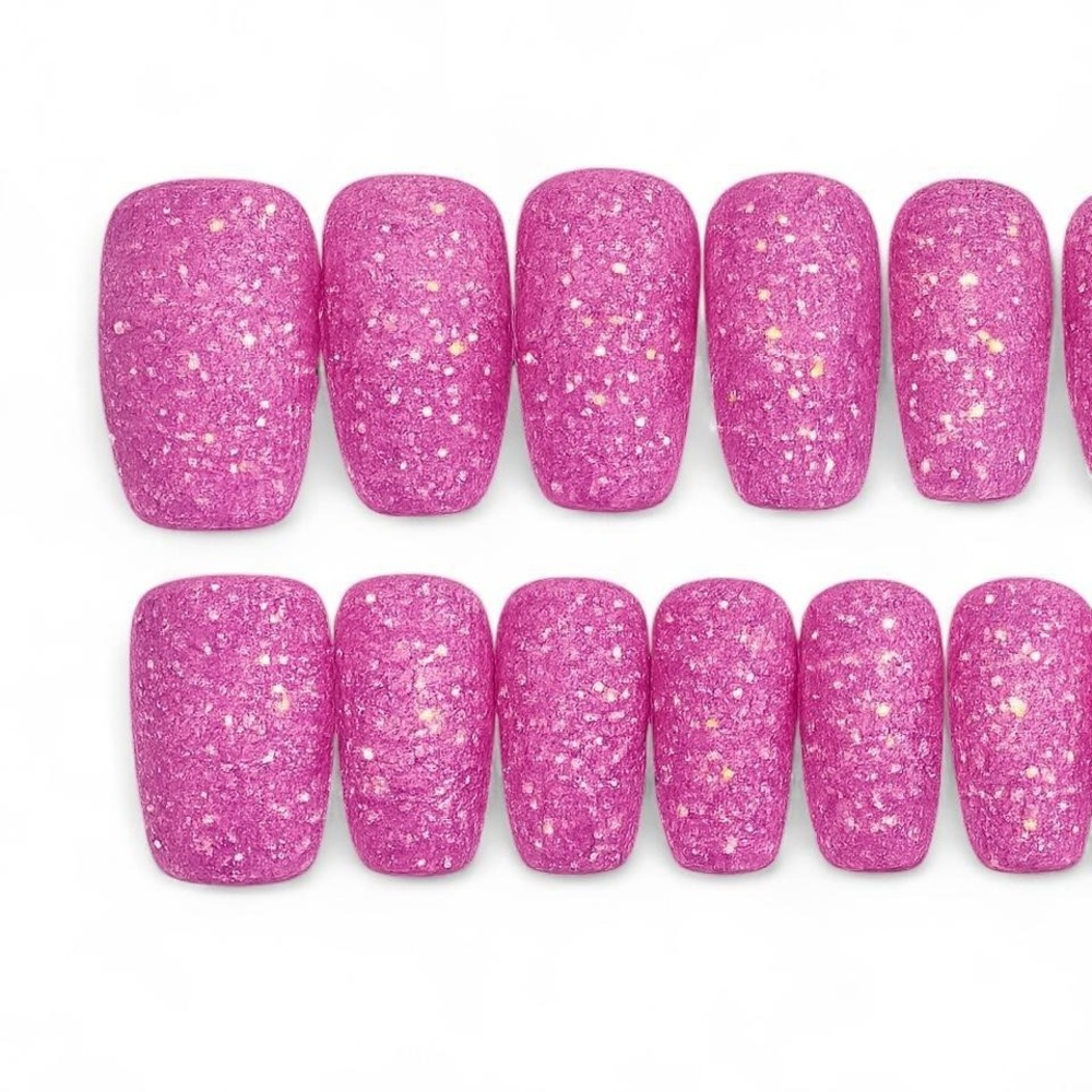 Pink Glitter Press on Nails made with Arylic